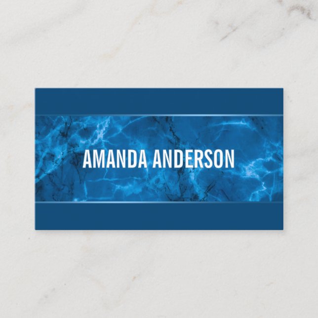 Elegante Blue Abstrakt Marble Design Business Card Visitenkarte (Vorderseite)