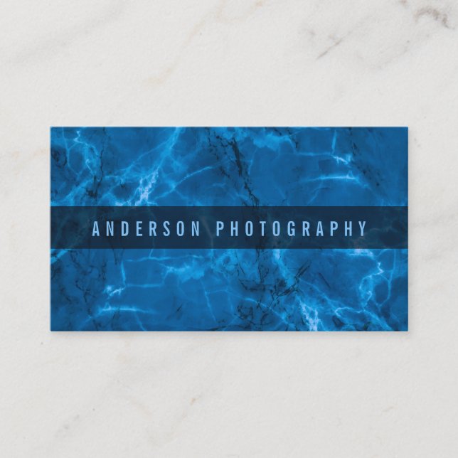 Elegante Blue Abstrakt Marble Design Business Card Visitenkarte (Vorderseite)