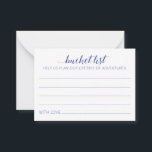 Elegante Blue Advice Cards für Hochzeitseimer Hinweiskarte<br><div class="desc">Diese zauberhaften Eimerkarten sind eine perfekte Alternative zu einem traditionellen Gästebuch. Sie werden alle Gäste über die besten Ideen für die Neuvermählten sprechen. Diese Karten enthalten die Wörter "Eimerliste Hilfe uns ein Leben lang Abenteuer zu planen" in marineblau und enthalten Platz für ihren Namen. Auf der Rückseite ist ein marineblau...</div>