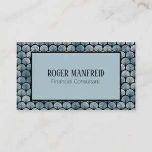 Elegante Blue and Black Art Deco Business Card Visitenkarte