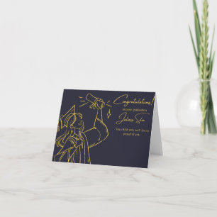 Elegante Blue and Gold Abschluss Card Karte