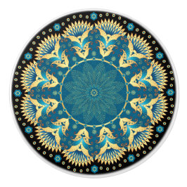 Elegante Blue and Gold Cabinet Knobs Keramikknauf