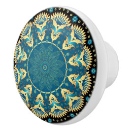 Elegante Blue and Gold Cabinet Knobs Keramikknauf