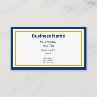 Elegante Blue and Gold Generic Business Card Visitenkarte