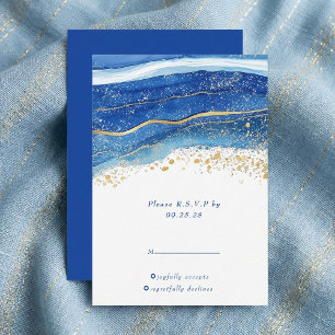 Elegante Blue and Gold Watercolor UAWG RSVP Karte