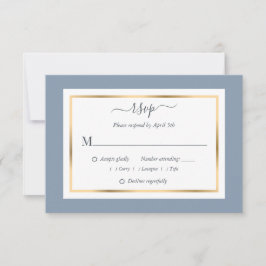 Elegante Blue and Gold Wedding RSVP Cards Karte