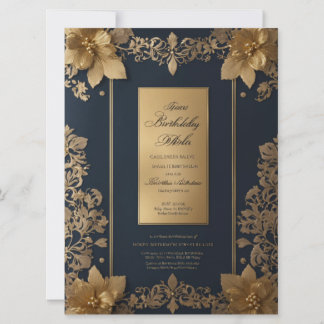 Elegante Blue and Golden Royal Invitation Card Einladung