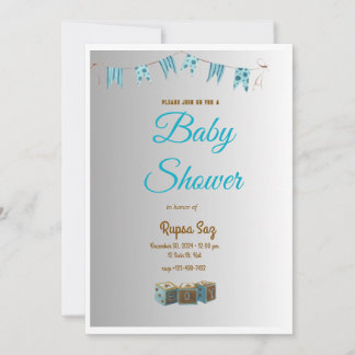 Elegante Blue Baby Shower Einladungskarte