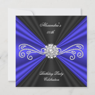 Elegante Blue Black Diamond Geburtstagsfeier Einladung