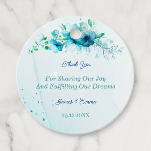 Elegante Blue Blume Personalisiert Wedding Geschenkanhänger