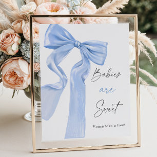 Elegante Blue Bow Baby Shower Babies sind süß Poster