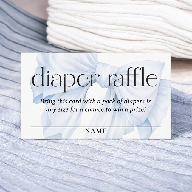 Elegante Blue Bow Diaper Raffle Boy Baby Dusche Begleitkarte (Von Creator hochgeladen)