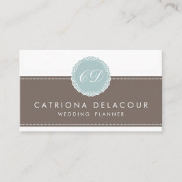 Elegante Blue & Brown Green Monogram Business Card Visitenkarte