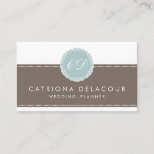 Elegante Blue & Brown Green Monogram Business Card Visitenkarte