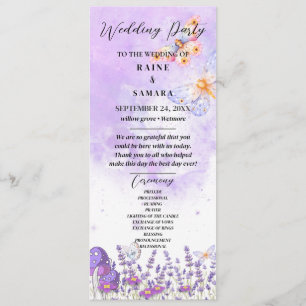 Elegante Blue Butterfly Rustic Watercolor Wedding Menükarte