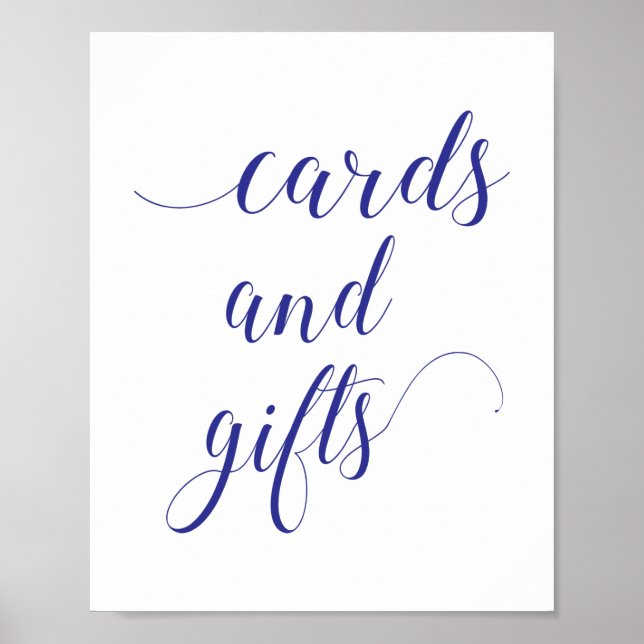 Elegante Blue Cards und Geschenke Hochzeitssymbol Poster (Vorne)