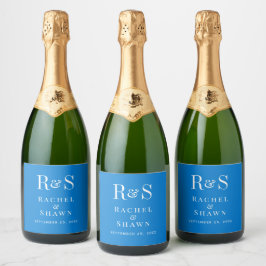 Elegante Blue Chic Moderne Monogram Wedding