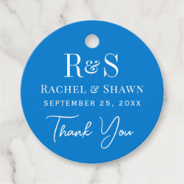 Elegante Blue Chic Moderne Monogram Wedding Geschenkanhänger