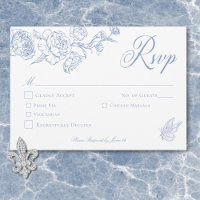 Elegante Blue Chinoiserie Bird & Wappen Wedding