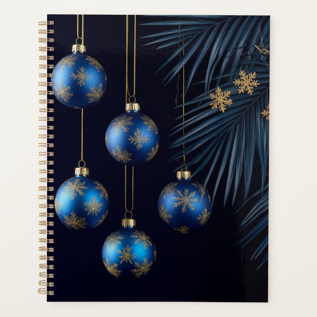Elegante Blue Christmas Ornaments Planer (Vorderseite)