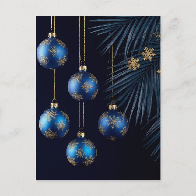 Elegante Blue Christmas Ornaments Postkarte (Vorderseite)