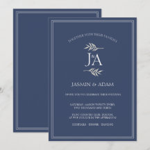 Elegante Blue Classic-Initialen Hochzeit