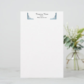 Elegante Blue Corner Border Beruflich Stationery Briefpapier