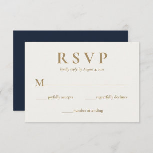 Elegante Blue Cream Wedding RSVP Card