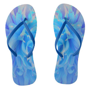 Elegante Blue Decorative Dahlia Blume Flip Flops