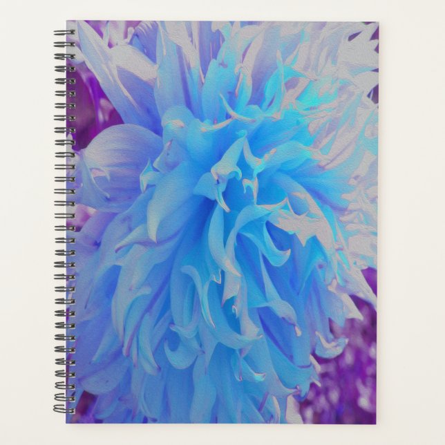 Elegante Blue Decorative Dahlia Blume Planer (Vorderseite)