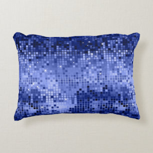 Elegante Blue Disco Ball Glitzer & Glitzern Zierkissen
