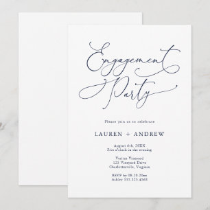 Elegante Blue Engagement Party Einladung