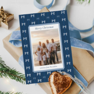 Elegante Blue Family Christmas Card Karte