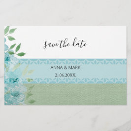 Elegante Blue Field Blume Wasserfarbe Briefpapier