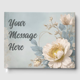 Elegante Blue Floral Geburtstagsparty Gästebuch