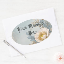 Elegante Blue Floral Geburtstagsparty Ovaler Aufkleber