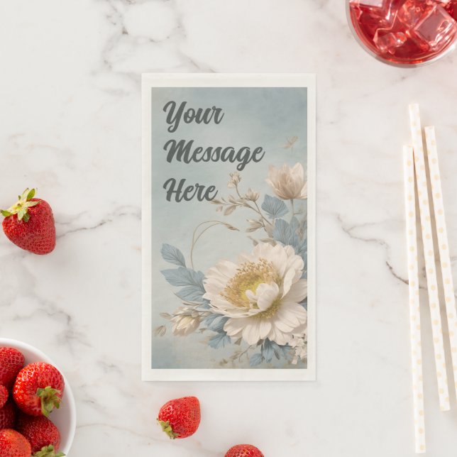 Elegante Blue Floral Geburtstagsparty Serviette (Beispiel)