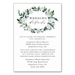 Elegante Blue Floral Hochzeitskarten Tischnummer