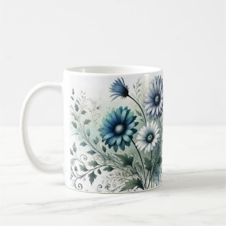 Elegante Blue Floral Keramik Kaffee Tasse