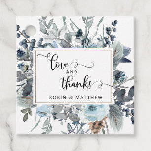 Elegante Blue Floral Liebe und Dank Gastgeschenk H Geschenkanhänger