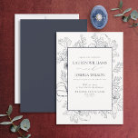 Elegante Blue Floral Line Hochzeit Einladung<br><div class="desc">Ihre Hochzeitseinladung ist der erste Eindruck, den Ihre Gäste von Ihrem großen Tag haben werden, also stellen Sie sicher, dass er perfekt ist! Einweihung unserer schönen Elegant Navy Blue Floral Line Art Wedding Einladung! Diese Einladung ist ideal für Paare, die etwas Anderes und Einzigartiges suchen. Die atemberaubende Blumen-Line-Kunst ist auffällig...</div>