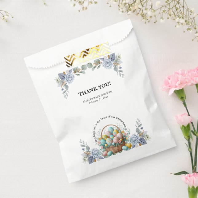 Elegante Blue Floral Oaster Egg Basket Baby Dusche Geschenktütchen (Versiegelt)