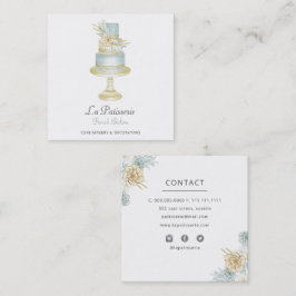 Elegante Blue Floral Wedding Cake Makers Bäckerei Quadratische Visitenkarte