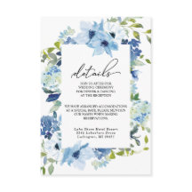 Elegante Blue Floral Wedding Card