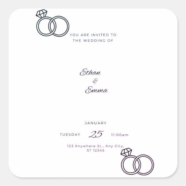 Elegante Blue Floral Wedding Stickers (Vorderseite)