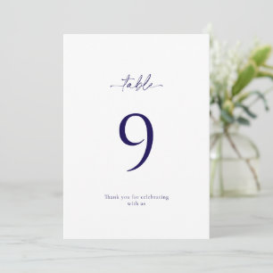 Elegante Blue Floral Wedding Tischnummer Card