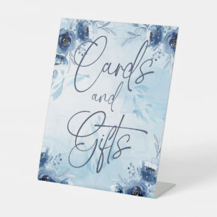 Elegante Blue Flowers Boy Baby Shower Cards Gesche Sockelschild