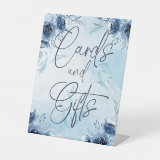 Elegante Blue Flowers Boy Baby Shower Cards Gesche Sockelschild