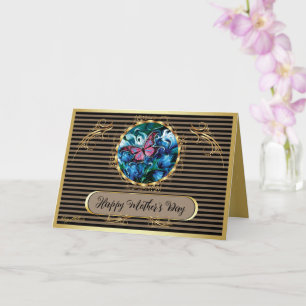 Elegante Blue Flowers & Butterfly Muttertagskarte Karte