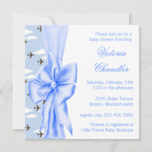 Elegante Blue Flugzeug Baby Boy Shower Einladung